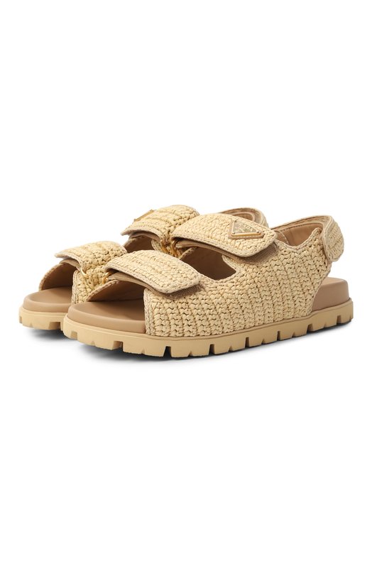 Текстильные сандалии Prada 1X440N/2C2T Бежевый 1X440N/2C2T