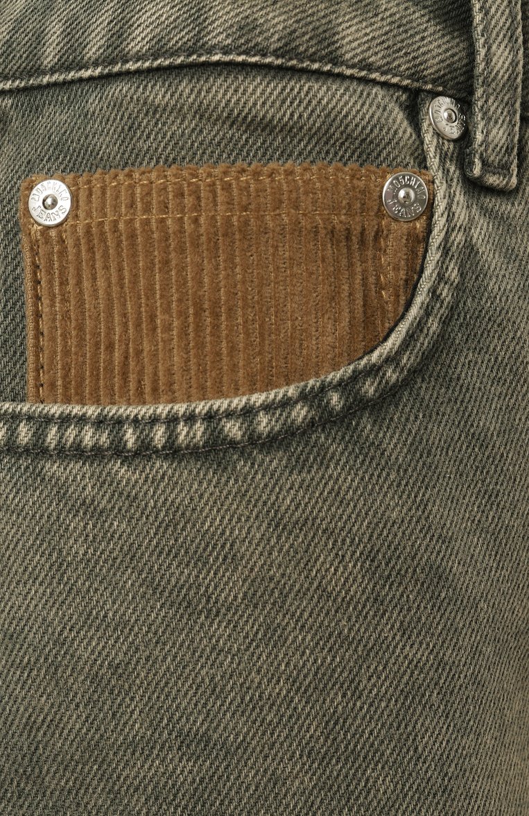 Женские джинсовые шорты M05CH1NO JEANS хаки цвета, арт. A0330/3218 | Фото 6 (Длина Ж (юбки, платья, шорты): Мини; Стили: Кэжуэл; Кросс-КТ: Деним, костюм; Материал внешний: Деним, Хлопок)