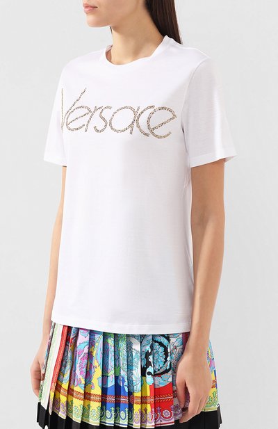 Хлопковая футболка VERSACE белого цвета по цене 43150 руб., арт. A83050/A201952, фото 3 Хлопковая футболка VERSACE, арт. A83050/A201952, фото 3