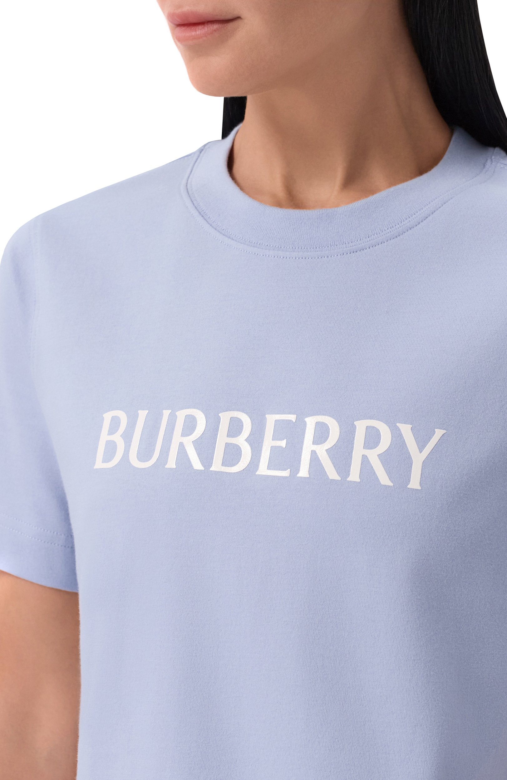 Хлопковая футболка BURBERRY голубого цвета по цене 49950 руб., арт. 8127260, фото 5 Хлопковая футболка BURBERRY, арт. 8127260, фото 5
