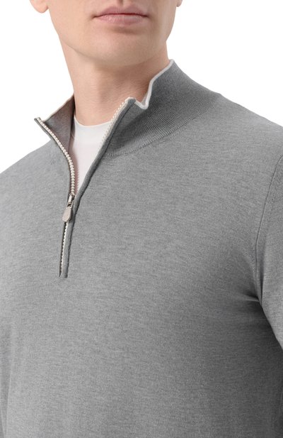 Джемпер из хлопка и кашемира BRUNELLO CUCINELLI серого цвета по цене 191500 руб., арт. MIS806004, фото 5 Джемпер из хлопка и кашемира BRUNELLO CUCINELLI, арт. MIS806004, фото 5