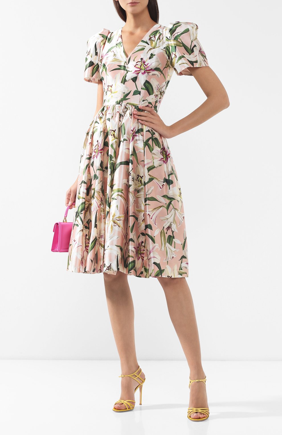 Шелковое платье DOLCE & GABBANA светло-розового цвета по цене 309000 руб., арт. F6E3RT/HS149, фото 2 Шелковое платье DOLCE & GABBANA, арт. F6E3RT/HS149, фото 2