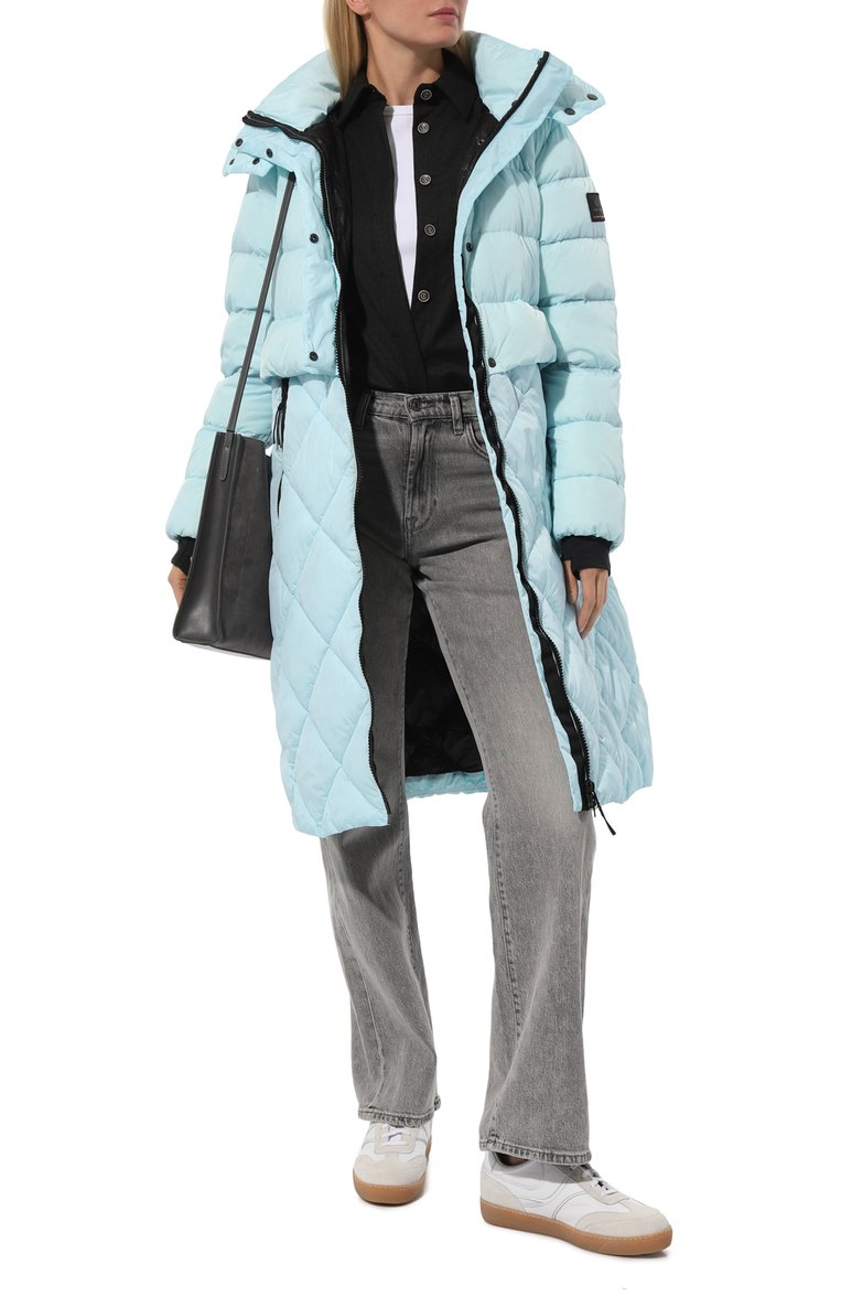 Женский пуховик BOGNER FIRE+ICE голубого цвета, арт. 44527515 | Фото 2 (Рукава: Длинные; Длина (верхняя одежда): До колена; Материал утеплителя: Пух и перо; Материал внешний: Синтетический материал; Стили: Спорт-шик; Кросс-КТ: Пуховик)