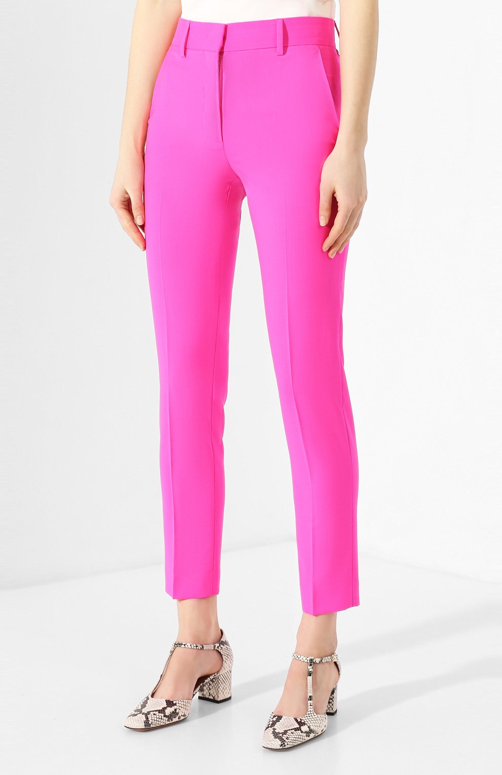 Шерстяные брюки MSGM фуксия цвета по цене 25750 руб., арт. 2841MDP21 207118, фото 3 Шерстяные брюки MSGM, арт. 2841MDP21 207118, фото 3