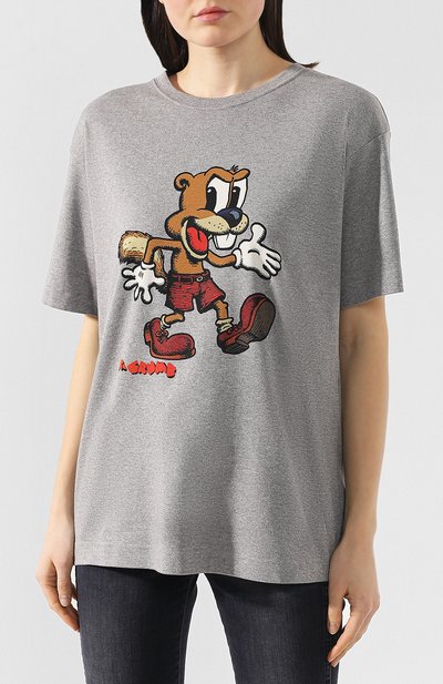 Хлопковая футболка MARC JACOBS (THE) серого цвета по цене 11050 руб., арт. M4007848, фото 3 Хлопковая футболка MARC JACOBS (THE), арт. M4007848, фото 3