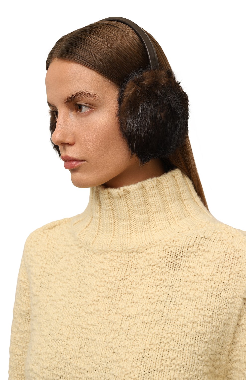 Меховые наушники из норки и кролика YVES SALOMON, арт. 25WAA303XXAGVI, фото 2