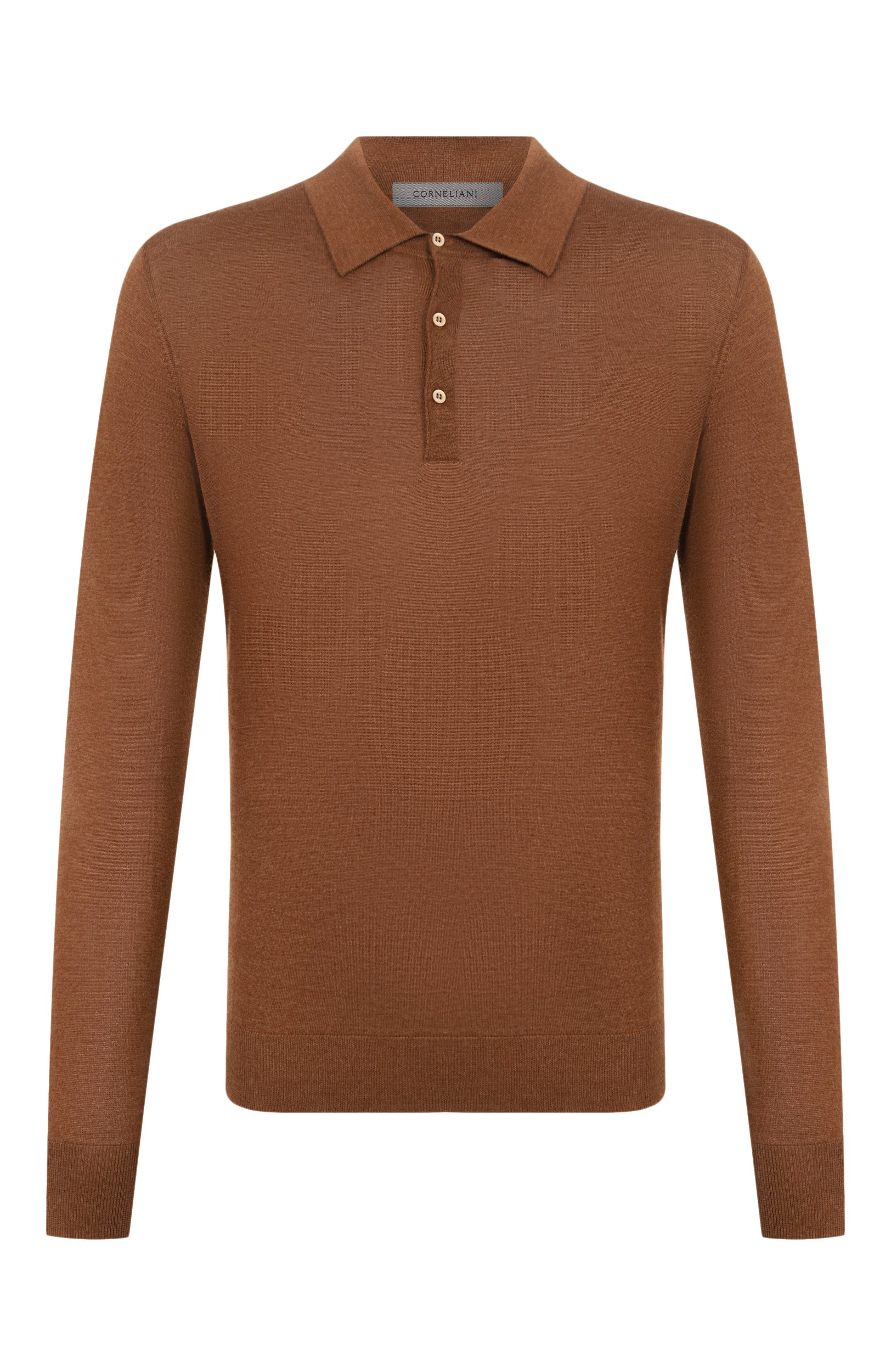 Поло из кашемира и шелка CORNELIANI коричневого цвета по цене 79950 руб., арт. 28M539/2A25129, фото 1 Поло из кашемира и шелка CORNELIANI, арт. 28M539/2A25129, фото 1