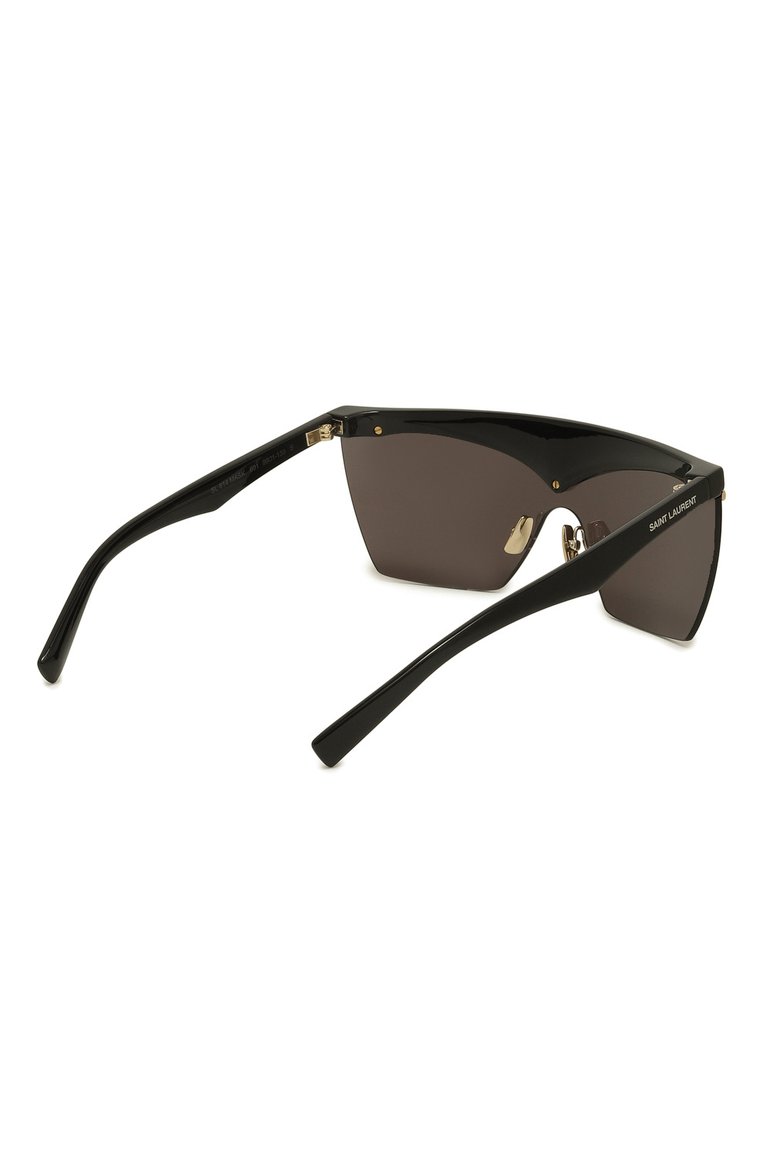 Женские солнцезащитные очки SAINT LAURENT черного цвета, арт. SL 614 MASK 001 | Фото 4 (Региональные ограничения белый список (Axapta Mercury): Не проставлено; Нос: Не проставлено; Материал: Металл; Тип очков: С/з; Очки форма: Маска; Оптика Гендер: оптика-женское)