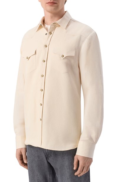 Рубашка из хлопка и льна CANALI, арт. CSL7066/GL03744, фото 3