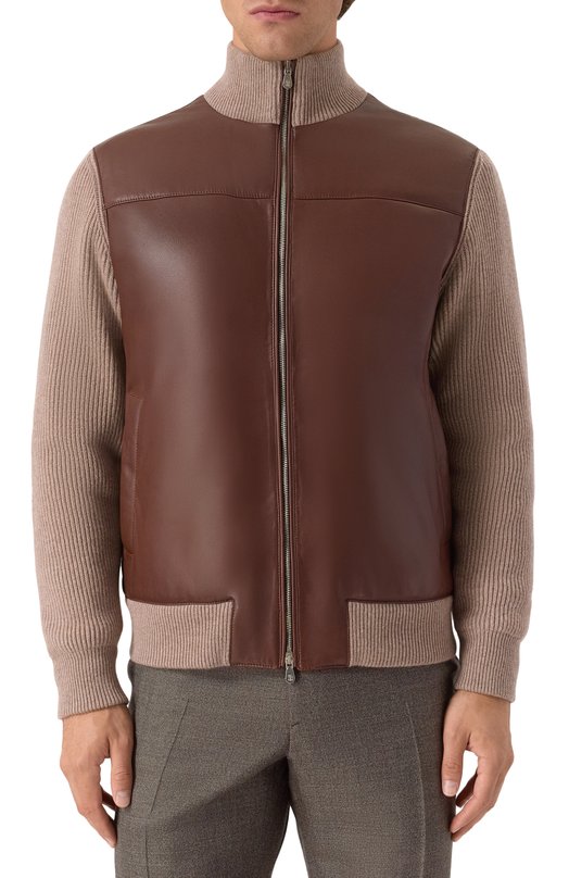 Комбинированный кардиган Brunello Cucinelli MPWIN2059 Коричневый  MPWIN2059 Фото 3