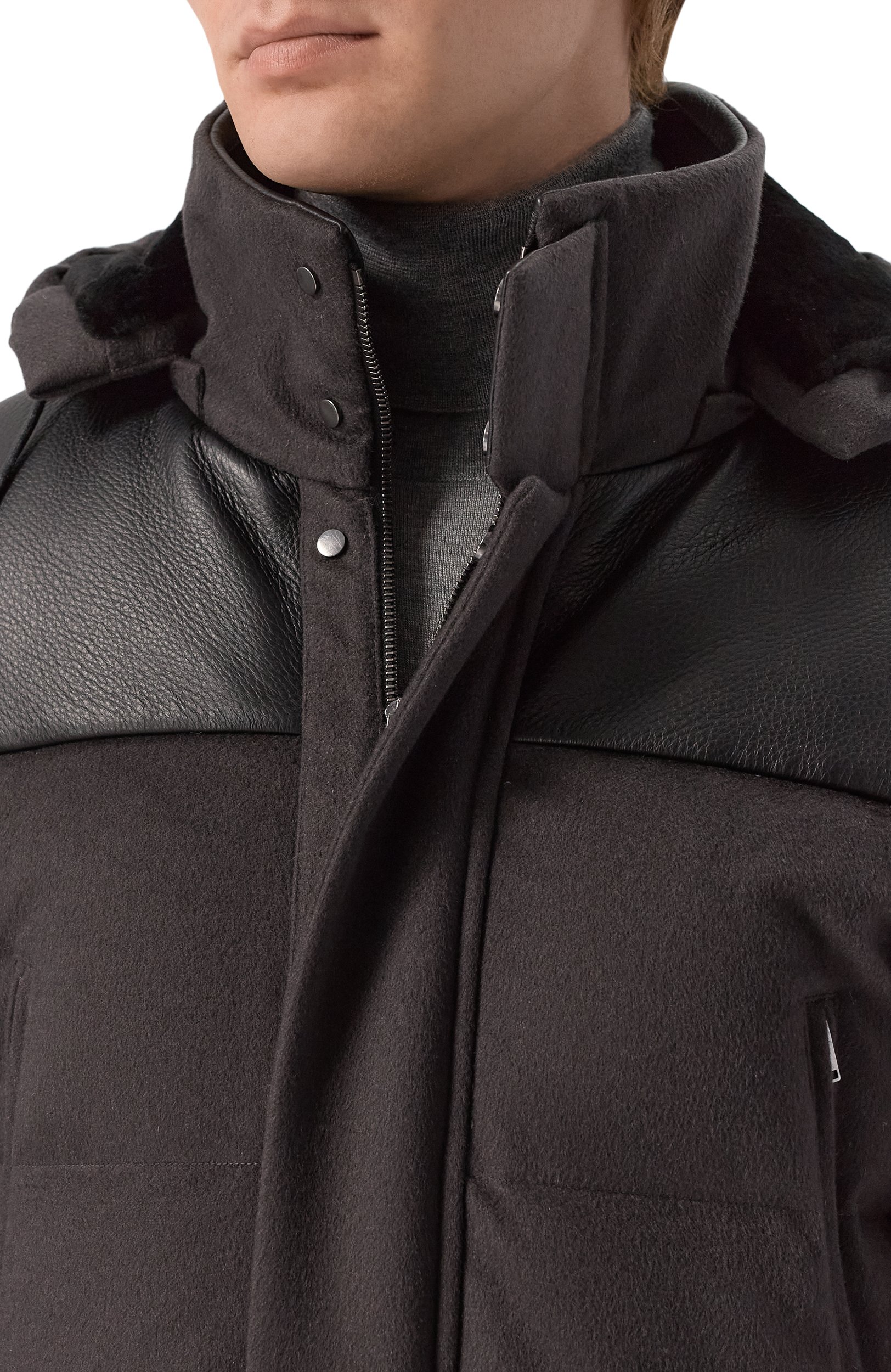 Пуховик с отделкой из норки и кожи оленя MVST, арт. M26.1MM.0M16.1/F184 CASHMERE+CERV0, фото 5