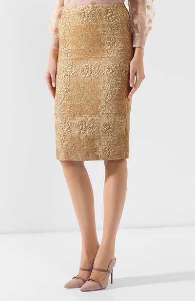Юбка-карандаш VALENTINO золотого цвета по цене 189000 руб., арт. RB3RA4L04GP, фото 3 Юбка-карандаш VALENTINO, арт. RB3RA4L04GP, фото 3