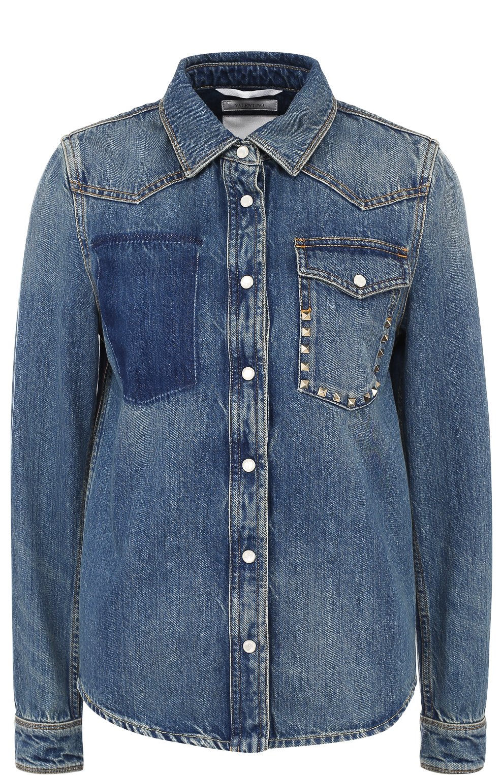 Джинсовая блуза прямого кроя с потертостями VALENTINO, арт. PB3DB00L/48G, фото 1