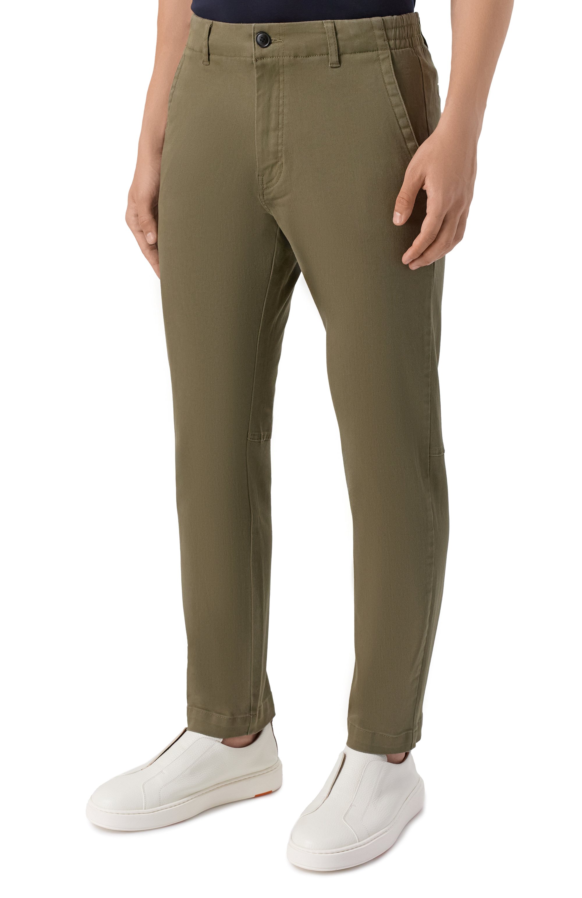 Брюки из хлопка и лиоцелла BOSS ORANGE хаки цвета по цене 17950 руб., арт. 50542986, фото 3 Брюки из хлопка и лиоцелла BOSS ORANGE, арт. 50542986, фото 3