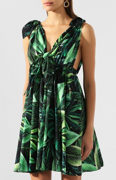 Хлопковое платье DOLCE & GABBANA зеленого цвета по цене 145000 руб., арт. F6I3KT/HS5HE, фото 3 Хлопковое платье DOLCE & GABBANA, арт. F6I3KT/HS5HE, фото 3
