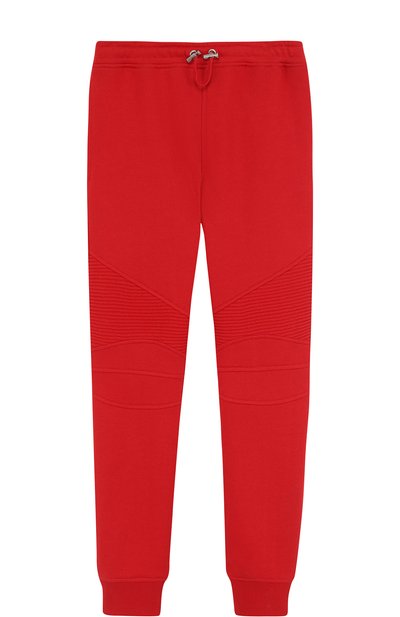 Хлопковые джоггеры BALMAIN красного цвета по цене 33150 руб., арт. S8E/5001/J928, фото 1 Хлопковые джоггеры BALMAIN, арт. S8E/5001/J928, фото 1