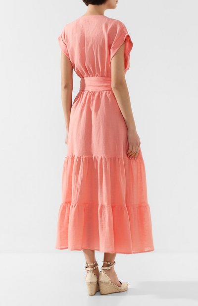 Льняное платье A MERE CO кораллового цвета по цене 33650 руб., арт. AMC-R20-G5-58, фото 4 Льняное платье A MERE CO, арт. AMC-R20-G5-58, фото 4