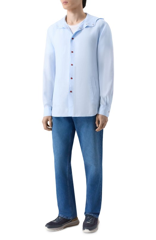 Льняная рубашка Kiton UMCMARH0970102 Голубой  UMCMARH0970102 Фото 2