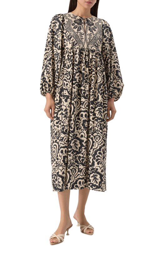 Хлопковое платье Weekend Max Mara ANZI0 Бежевый  ANZI0 Фото 3