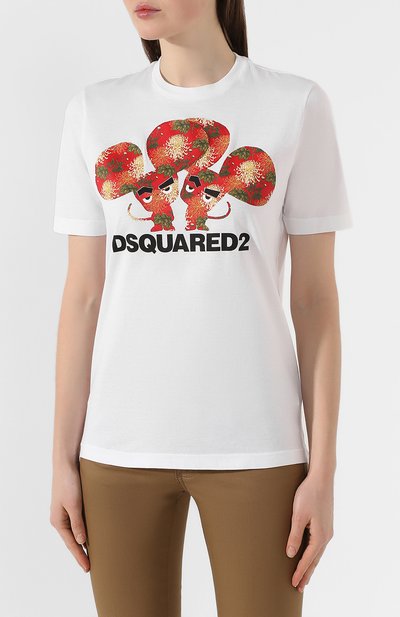 Хлопковая футболка DSQUARED2 белого цвета по цене 19950 руб., арт. S75GD0079/S22427, фото 3 Хлопковая футболка DSQUARED2, арт. S75GD0079/S22427, фото 3