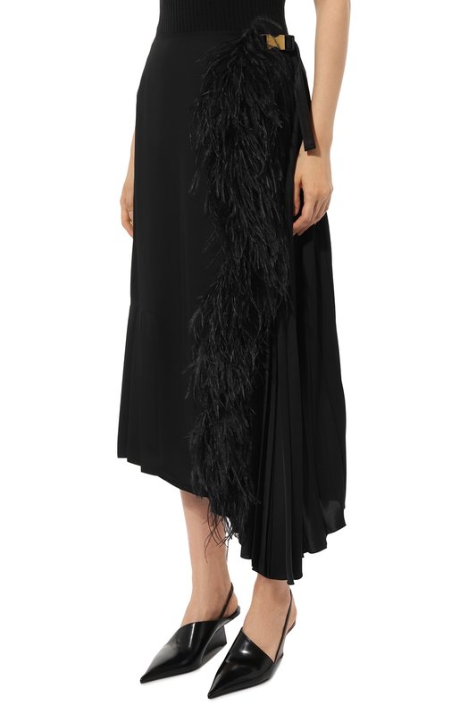 Юбка с отделкой перьями Prada P198NP-1Q9I-F0806-191 Чёрный  P198NP-1Q9I-F0806-191 Фото 3