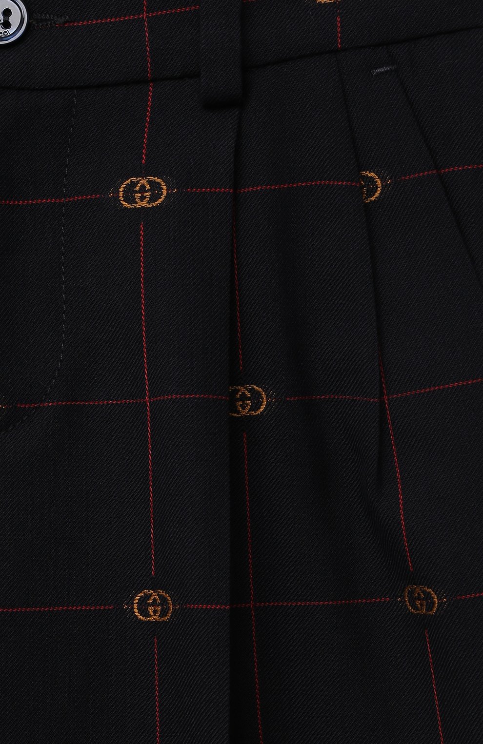 Шерстяные брюки GUCCI темно-синего цвета по цене 65500 руб., арт. 665123/XWA0Q, фото 3 Шерстяные брюки GUCCI, арт. 665123/XWA0Q, фото 3