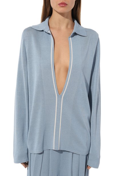 Пуловер из шелка и вискозы FREEAGE голубого цвета по цене 53480 руб., арт. S22.JM016.6070.400, фото 3 Пуловер из шелка и вискозы FREEAGE, арт. S22.JM016.6070.400, фото 3