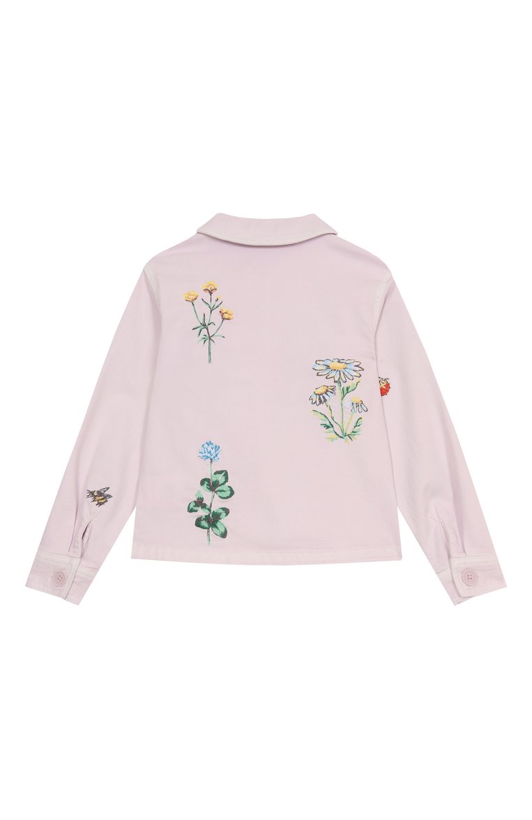 Детская джинсовая куртка STELLA MCCARTNEY светло-розового цвета, арт. TW2A87 | Фото 2 (Рукава: Длинные; Материал внешний: Хлопок, Деним; Кросс-КТ: Деним, Демисезон; Росто�вка одежда: 2 года | 92 см, 3 года | 98 см, 4 года | 104 см, 5 лет | 110 см, 7 лет | 122 см, 9 лет | 134 см, 12 лет | 152 см, 13 - 15 лет | 158 см)