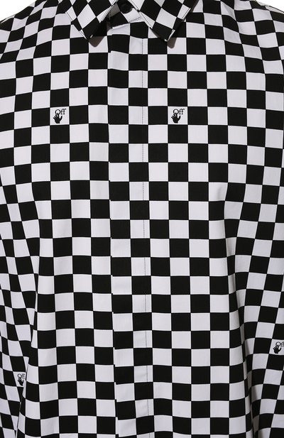 Хлопковая рубашка OFF-WHITE черно-белого цвета по цене 64900 руб., арт. 0MGA216S22FAB002, фото 5 Хлопковая рубашка OFF-WHITE, арт. 0MGA216S22FAB002, фото 5
