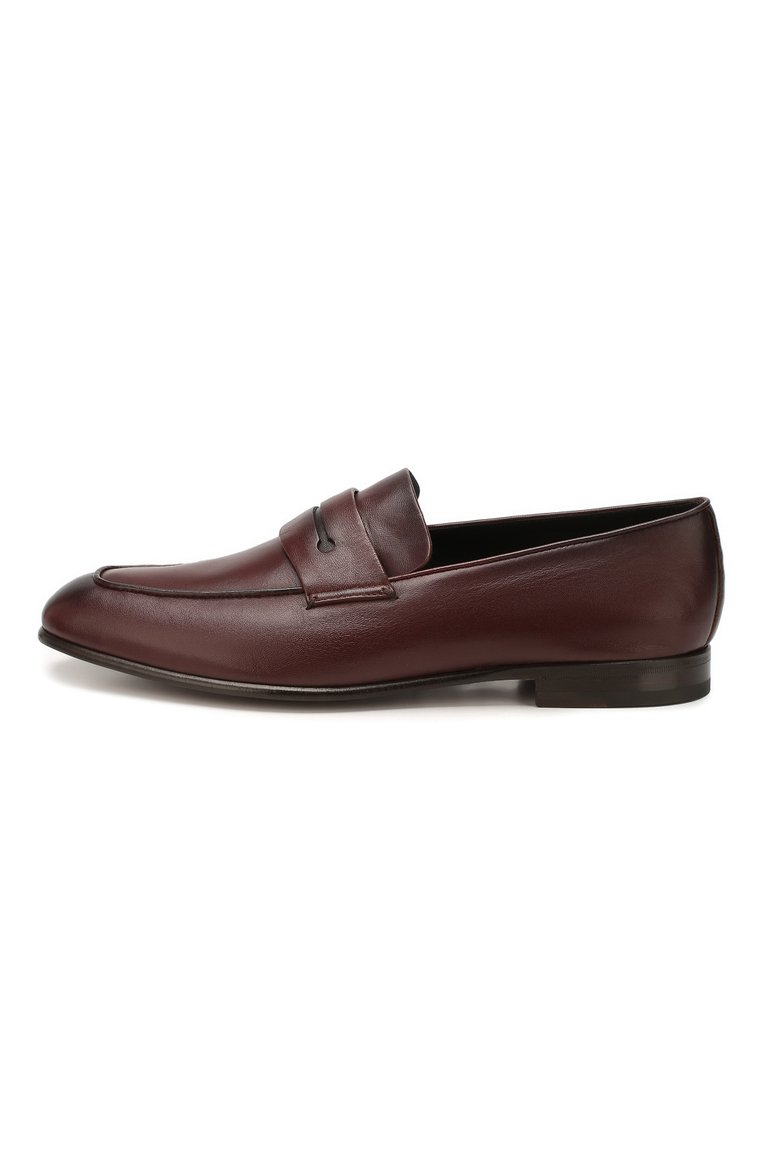 Мужские кожаные пенни-лоферы ZEGNA бордового цвета, арт. A3014X-LHAFR | Фото 3 (Материал внутренний: Натуральная кожа; Стили: Классический; Материал сплава: Проставлено; Нос: Не проставлено; Материал внешний: Натуральная кожа)