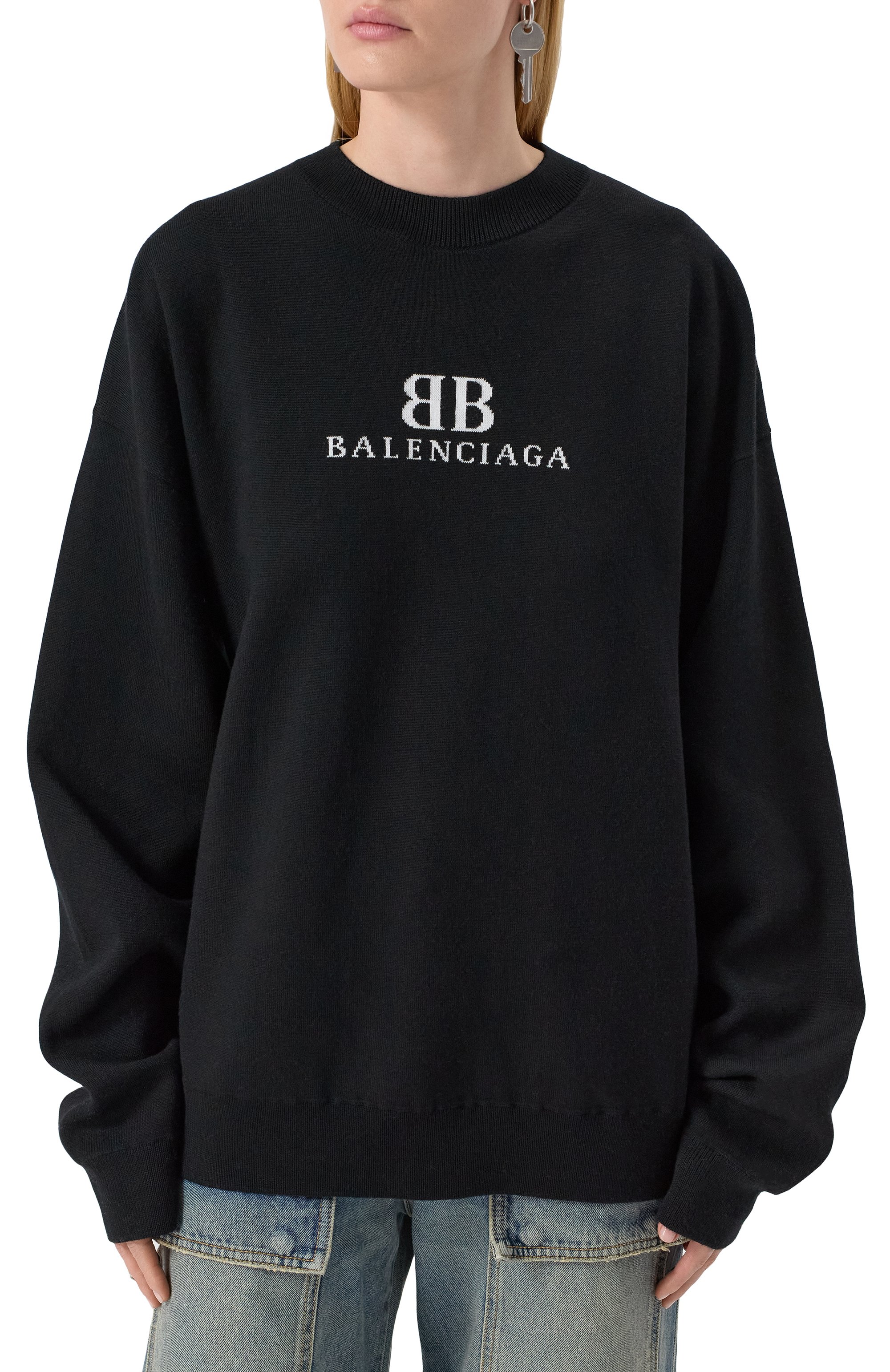 Шерстяной свитер BALENCIAGA черного цвета по цене 169500 руб., арт. 818420/T1725, фото 3 Шерстяной свитер BALENCIAGA, арт. 818420/T1725, фото 3