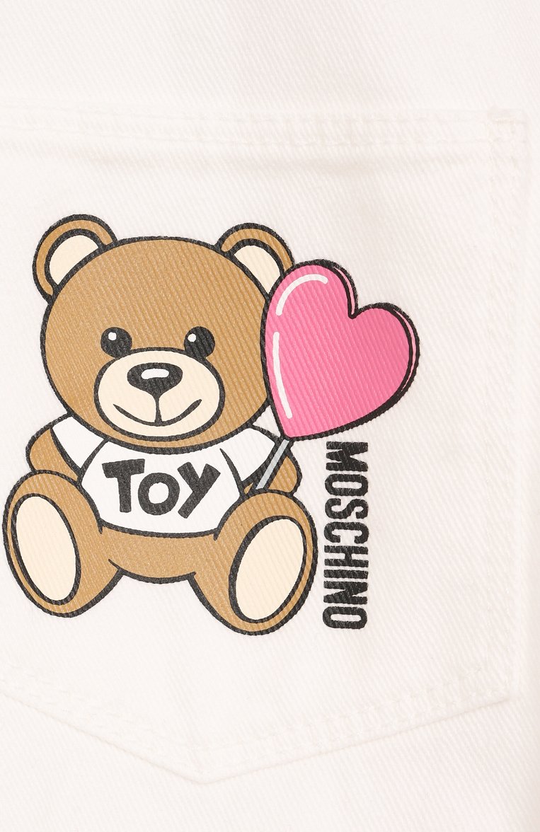 Детская джинсовая куртка MOSCHINO молочного цвета, арт. HDS04X/L0A14/10-14 | Фото 3 (Материал внешний: Хлопок, Деним; Рукава: Длинные; Кросс-КТ: Деним; Тематический товар: Teddy Bear; Ростовка одежда: 10 - 11 лет | 140 - 146см, 12 лет | 152 см)