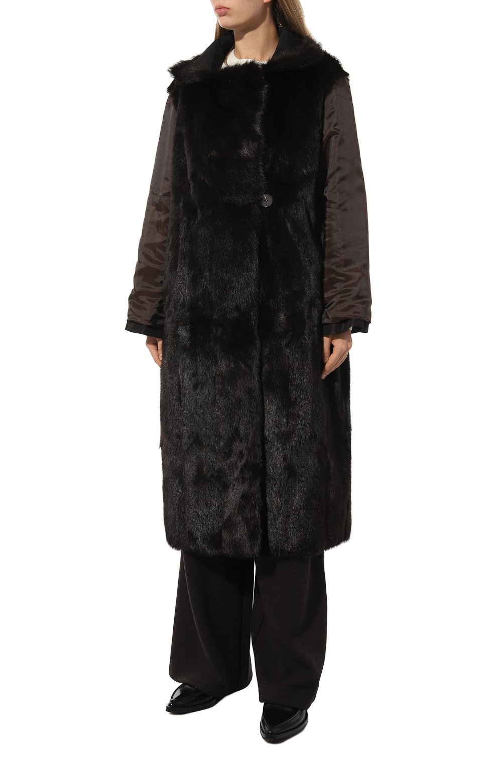 Тренч с меховой подкладкой COLOR TEMPERATURE коричневого цвета по цене 900000 руб., арт. Пл, Кол-10/373, фото 6 Тренч с меховой подкладкой COLOR TEMPERATURE, арт. Пл, Кол-10/373, фото 6