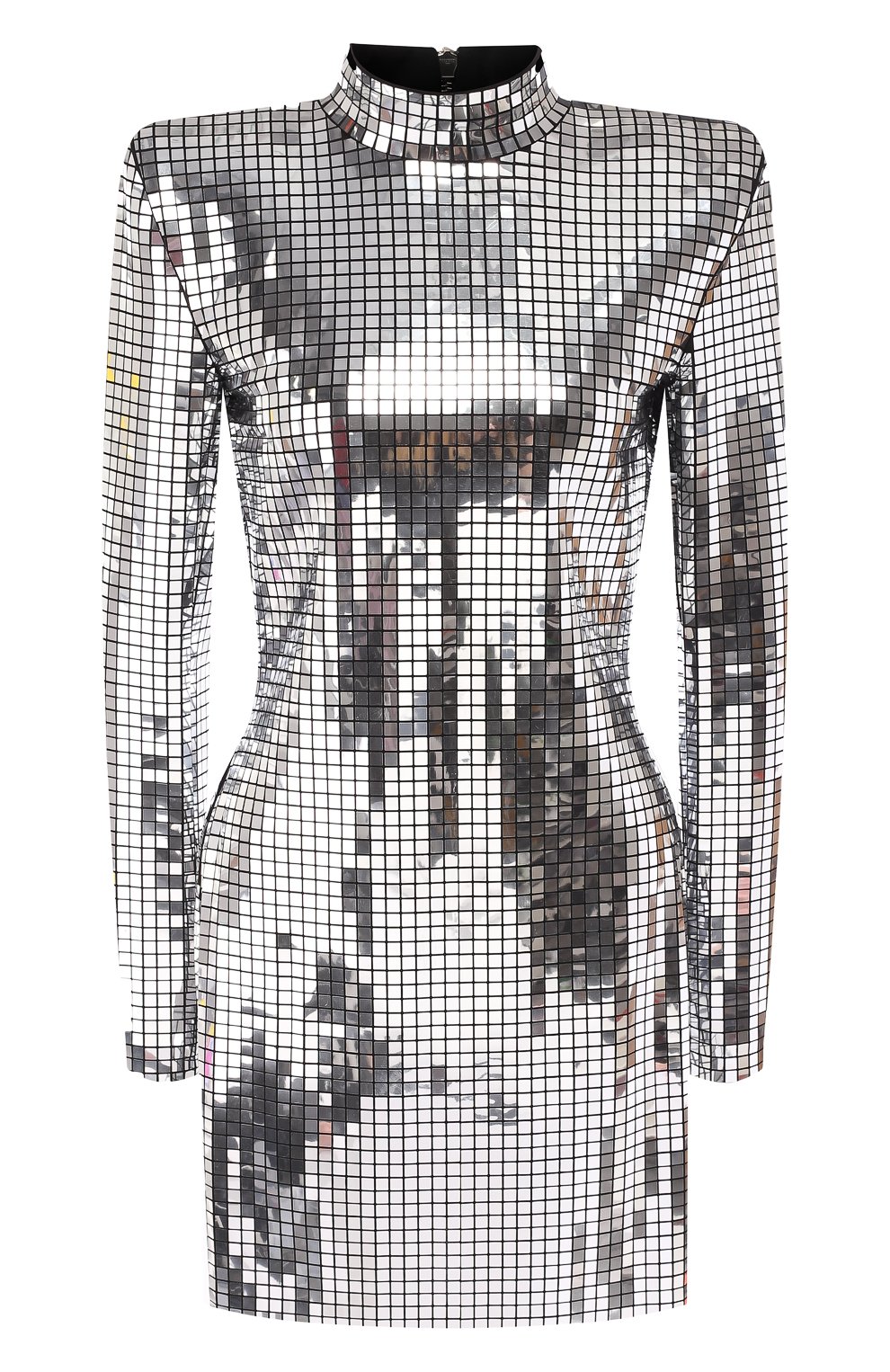 Платье из вискозы BALMAIN серебряного цвета по цене 669500 руб., арт. RF16415/J076, фото 1 Платье из вискозы BALMAIN, арт. RF16415/J076, фото 1