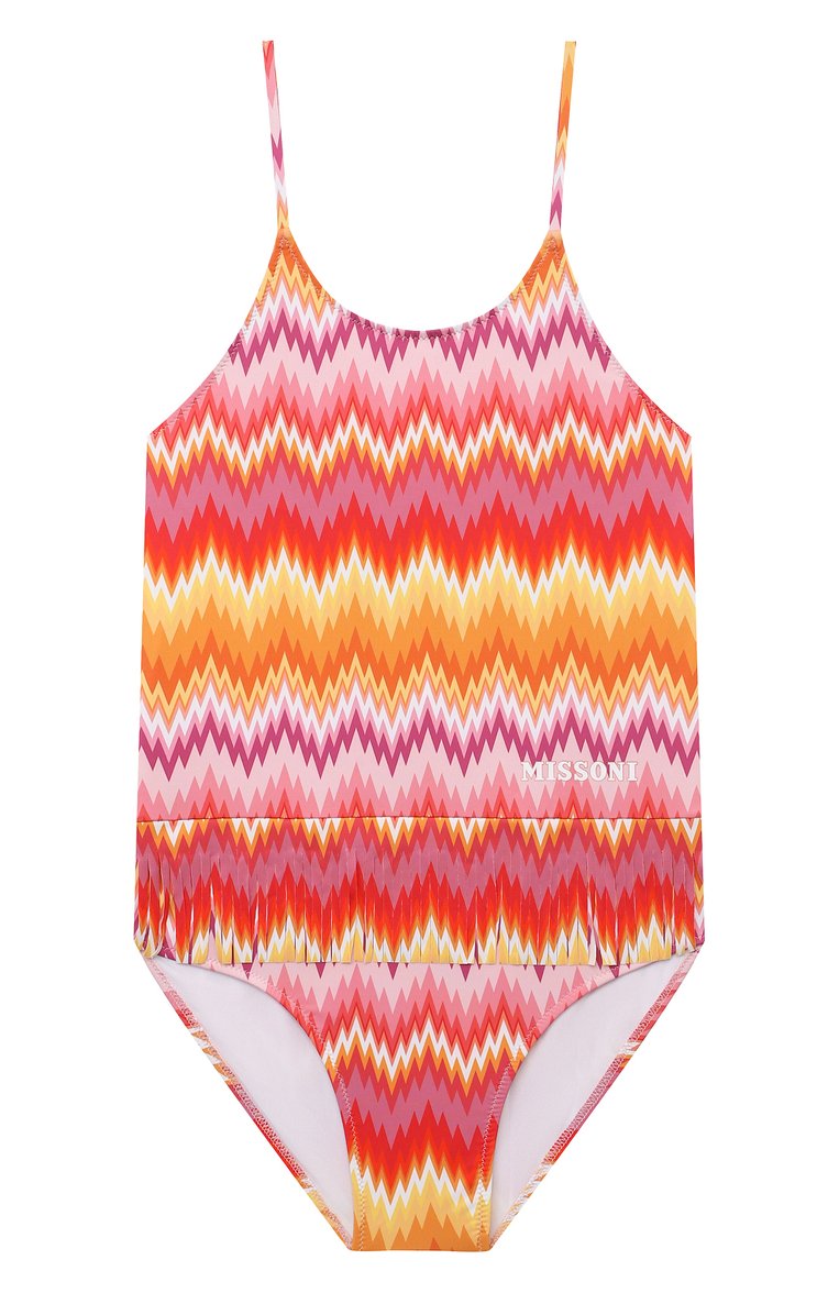 Детского слитный купальник MISSONI оранжевого цвета, арт. MUCA09/Z1967/4-10 | Фото 1 (Нос: Не проставлено; Материал внешний: Синтетический материал; Материал сплава: Проставлено; Девочки Кросс-КТ: Купальники-пляж; Принт: С принтом; Ростовка одежда: 8 лет | 128 см, 10 - 11 лет | 140 - 146см, 6 лет | 116 см, 4 года | 104 см)