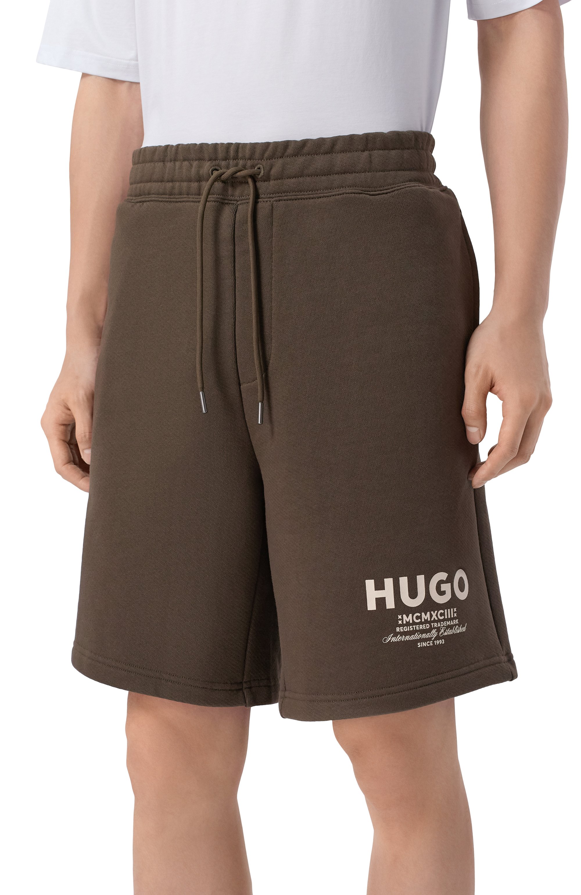 Хлопковые шорты HUGO BLUE темно-коричневого цвета по цене 13600 руб., арт. 50510728, фото 3 Хлопковые шорты HUGO BLUE, арт. 50510728, фото 3