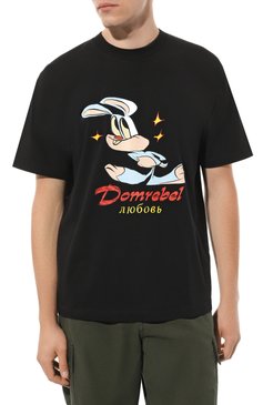 Мужская хлопковая футболка DOMREBEL черного цвета, арт. BUNNY L0VE/T-SHIRT | Фото 3 (Рукава: Короткие; Длина (для топов): Стандартные; Стили: Гранж; Принт: С принтом; Материал внешний: Хлопок; Драгоценные камни: Проставлено)