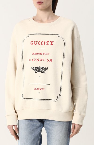Хлопковый пуловер с круглым вырезом и принтом GUCCI, арт. 469250/X3N40, фото 3