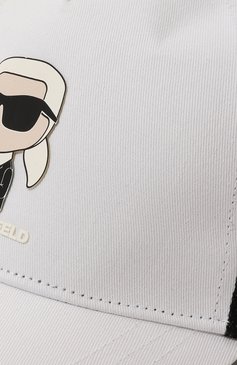 Детская хлопковая бейсболка KARL LAGERFELD KIDS белого цвета, арт. Z30175 | Фото 3 (Материал: Текстиль, Хлопок; Материал сплава: Проставлено; Нос: Не проставлено)