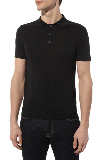 Хлопковое поло DANIELE FIESOLI черного цвета по цене 17550 руб., арт. DF0305, фото 3 Хлопковое поло DANIELE FIESOLI, арт. DF0305, фото 3