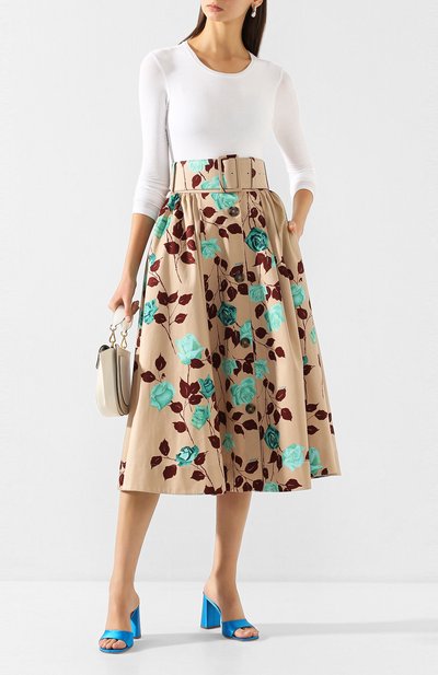 Хлопковая юбка MSGM бежевого цвета по цене 69600 руб., арт. 2841MDD72 207172, фото 2 Хлопковая юбка MSGM, арт. 2841MDD72 207172, фото 2
