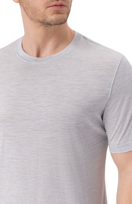 Футболка из шелка и хлопка Brunello Cucinelli MD8211308 Серый  MD8211308 Фото 5