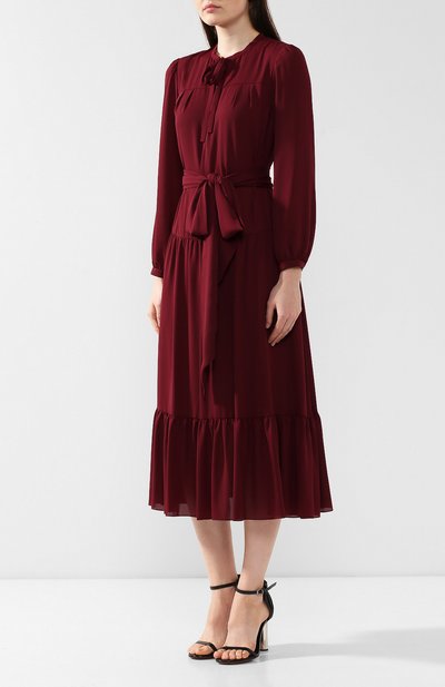 Платье с поясом TEREKHOV GIRL бордового цвета по цене 22000 руб., арт. 2D125/8320.606/W20, фото 3 Платье с поясом TEREKHOV GIRL, арт. 2D125/8320.606/W20, фото 3