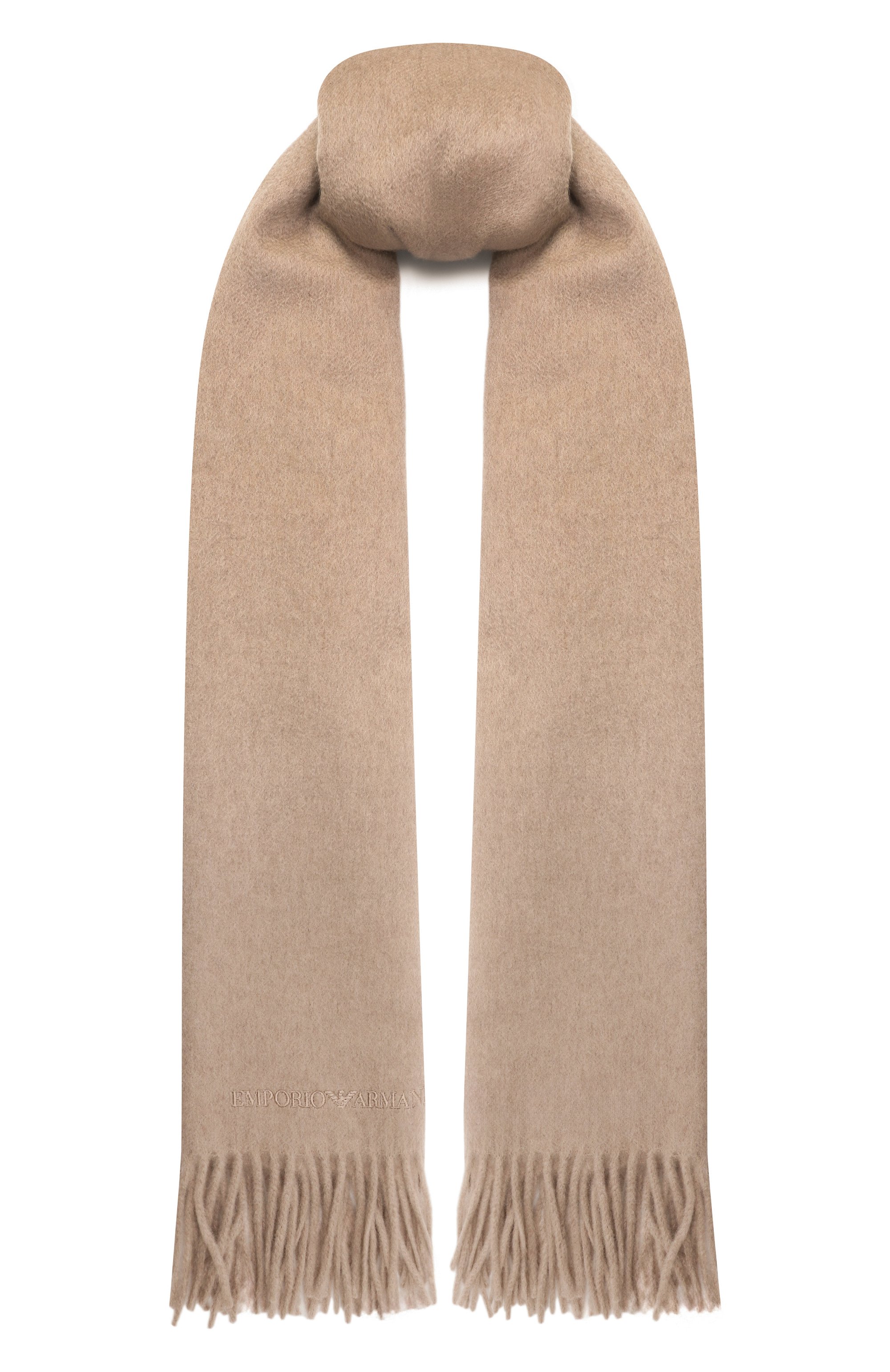 Кашемировый шарф EMPORIO ARMANI бежевого цвета по цене 69800 руб., арт. 635225/0A460/00050, фото 1 Кашемировый шарф EMPORIO ARMANI, арт. 635225/0A460/00050, фото 1