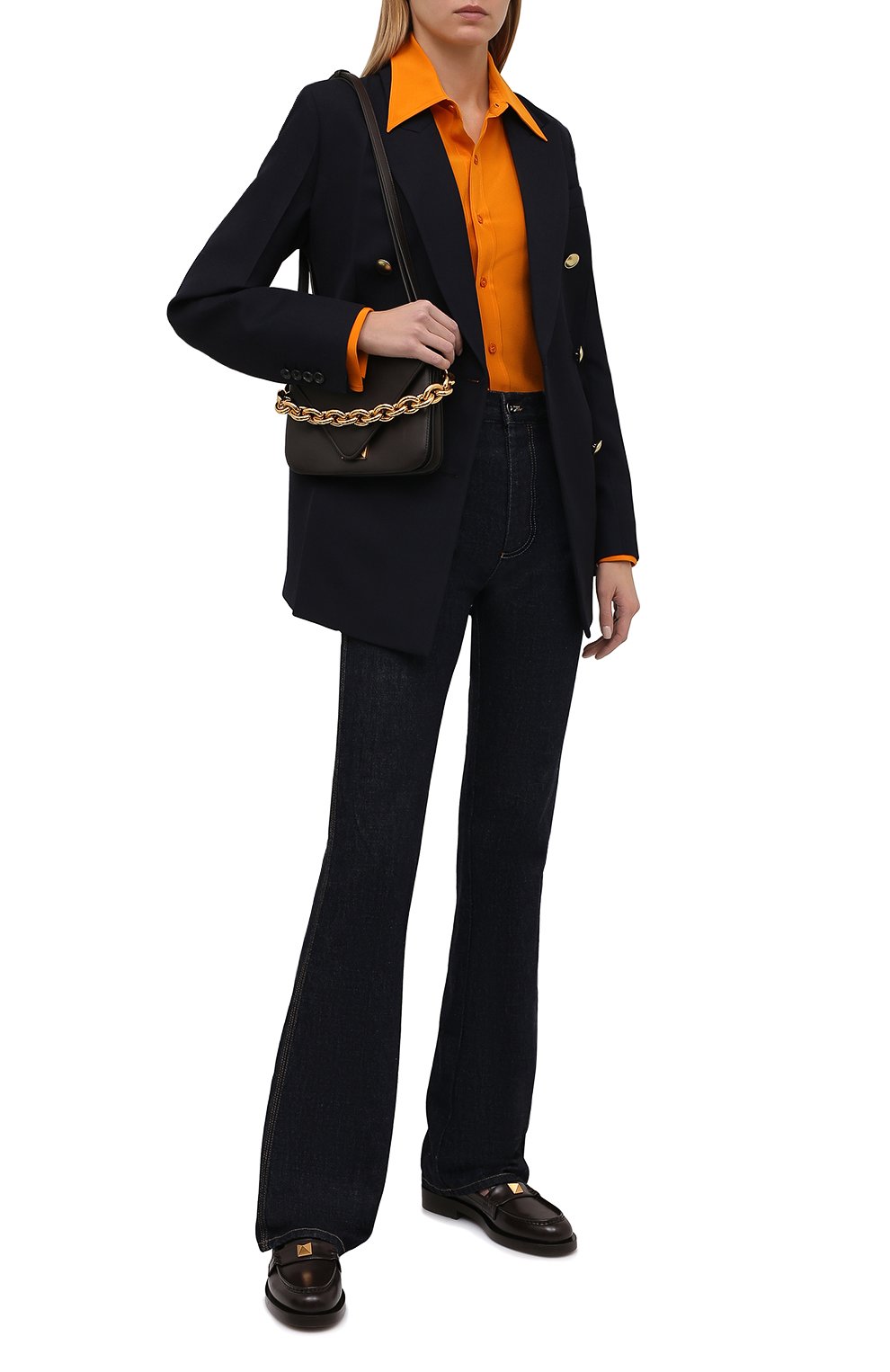 Шелковая рубашка SAINT LAURENT оранжевого цвета по цене 91950 руб., арт. 679108/Y100W, фото 2 Шелковая рубашка SAINT LAURENT, арт. 679108/Y100W, фото 2