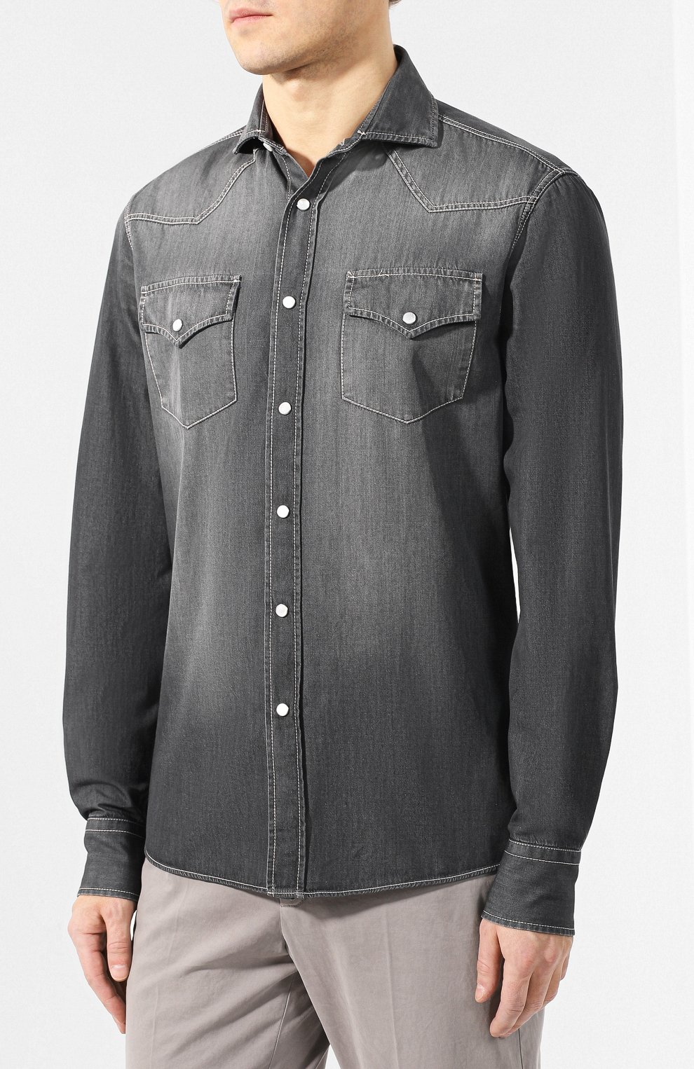 Джинсовая рубашка BRUNELLO CUCINELLI, арт. ML6304008, фото 3