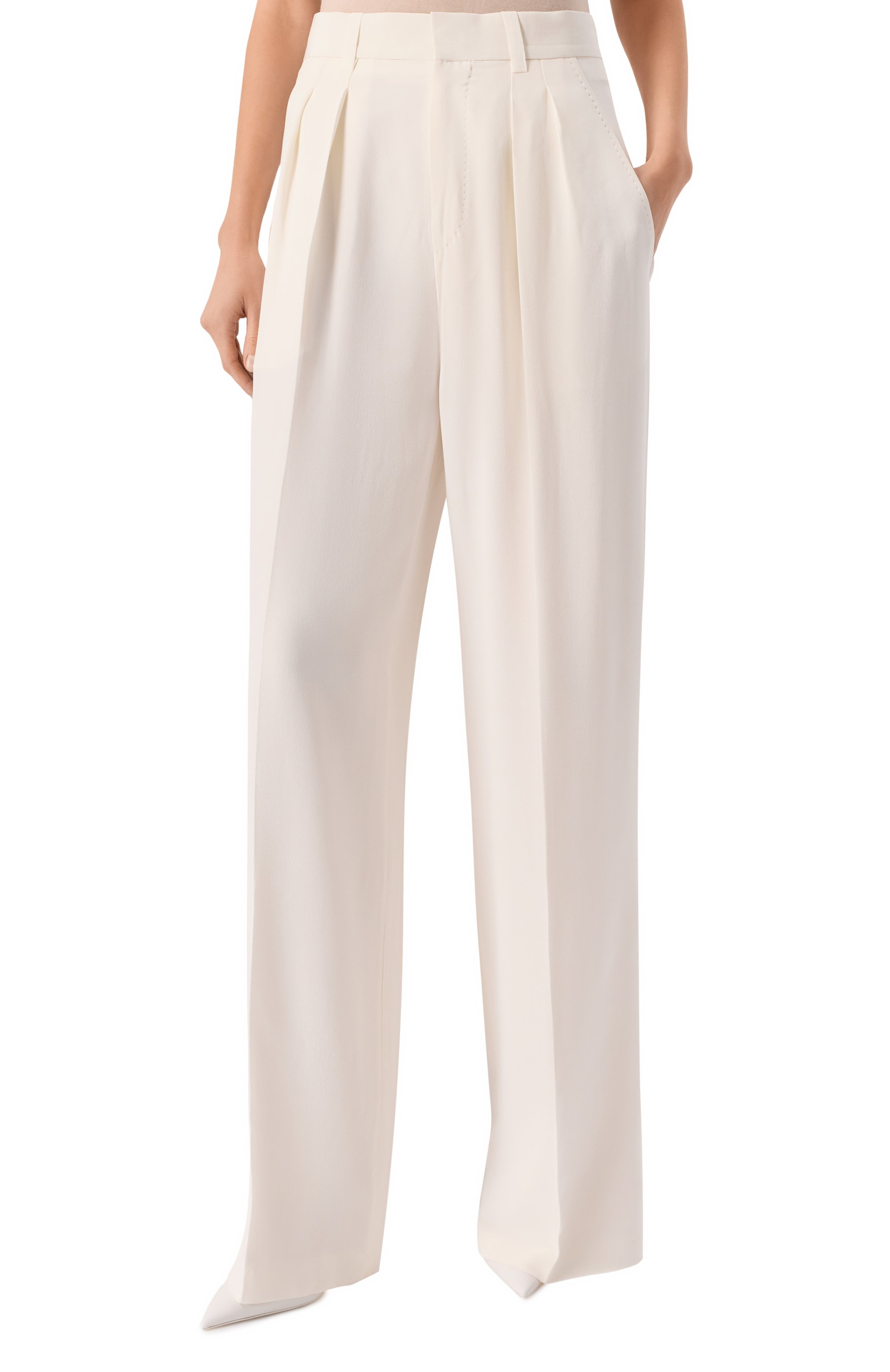 Шелковые брюки PETAR PETROV кремового цвета по цене 172000 руб., арт. S25P7A, фото 3 Шелковые брюки PETAR PETROV, арт. S25P7A, фото 3