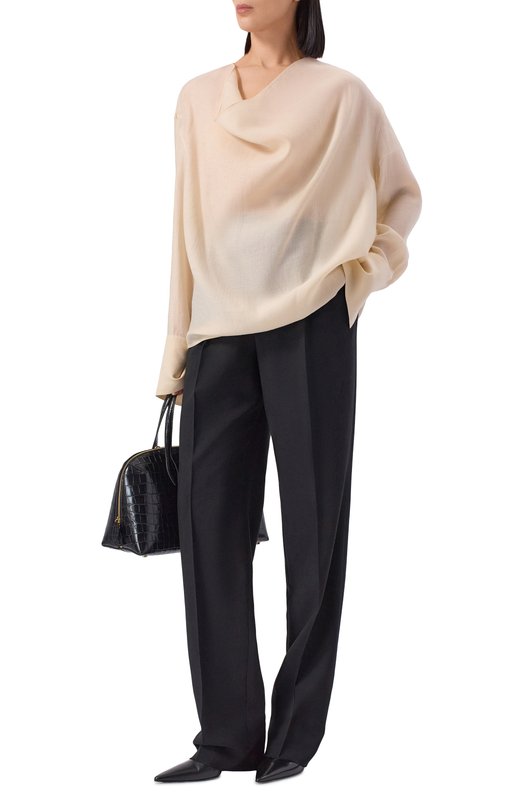 Блузка из лиоцелла и льна TOTEME 254-WRT0609-FB0265 Кремовый  254-WRT0609-FB0265 Фото 2