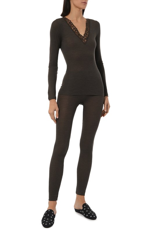 Лонгслив из шерсти и шелка Zimmerli 370-53011 Хаки  370-53011 Фото 2