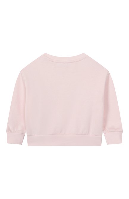 Детский хлопковый свитшот BLUMARINE светло-розового цвета, арт. BGFE001.0.FF010/12M-2A | Фото 2 (Драгоценные камни: Проставлено; Материал внешний: Хлопок; Рукава: Короткие; Материал сплава: Проставлено)